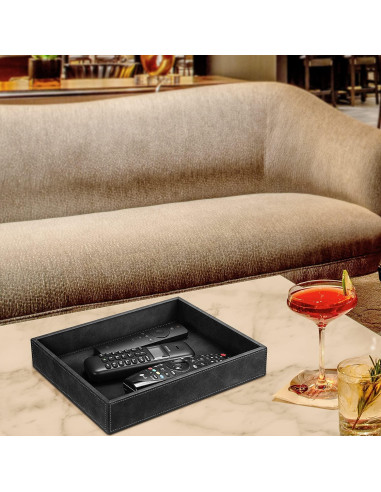 Bandeja Organizador de Escritorio SITHON de Cuero PU Negra