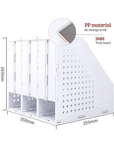 Soporte de Archivos Plegable SAYEEC 3 Compartimentos Gris Claro 2
