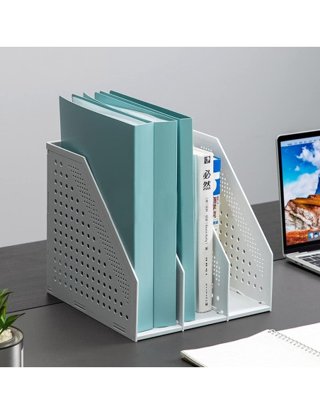 Soporte de Archivos Plegable SAYEEC 3 Compartimentos Gris Claro
