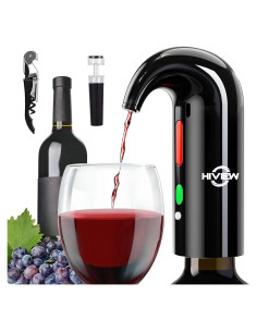 Aerador de Vino Eléctrico HIVIEW Negro - Dispensador y Decantador