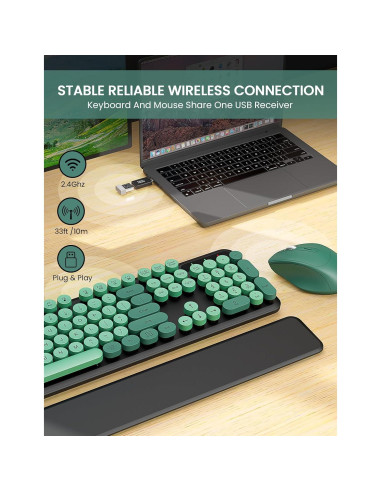 Combo Teclado y Ratón Inalámbrico Trueque KC303 Retro