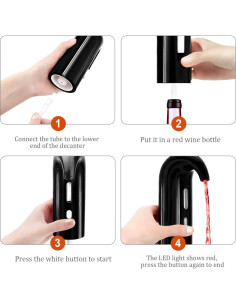 Aerador de Vino Eléctrico HIVIEW Negro - Dispensador y Decantador 2
