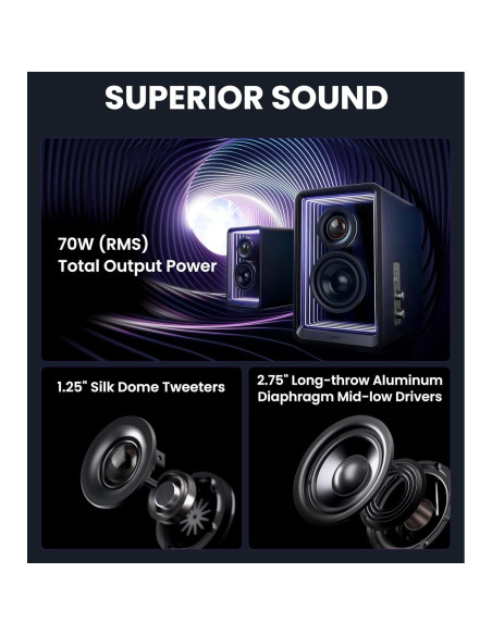 Altavoces Activos Edifier QR65 Bluetooth 70W con Luz - Negro