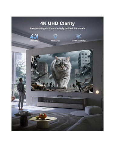 Proyector Inteligente Pxodyda 1580 ANSI 4K HDR WiFi 6 Bluetooth