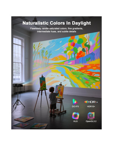 Proyector Inteligente Pxodyda 1580 ANSI 4K HDR WiFi 6 Bluetooth