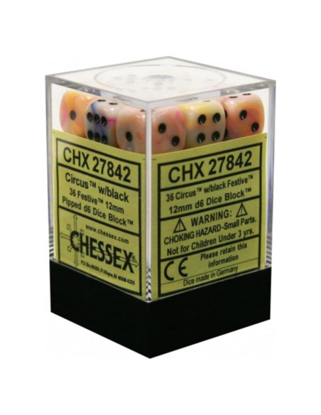 Juego de Dados D6 Chessex 36 Piezas Circo Festivo 12mm