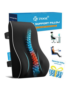 Almohada Lumbar Ergonómica QUTOOL con Funda Malla 3D Negra