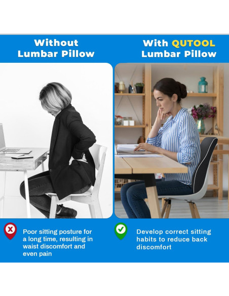 Almohada Lumbar Ergonómica QUTOOL con Funda Malla 3D Negra