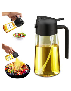 Rociador y dispensador de aceite de vidrio mqnxoi 470ml negro