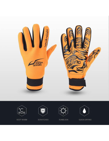 Guantes de Buceo Alomejor Neopreno 2MM Antideslizantes XL Naranja