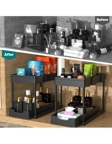 Organizador Bajo Fregadero DEKAVA 2 Niveles Negro