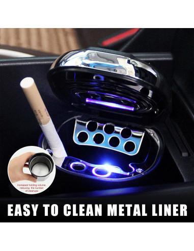 Cenicero de coche con tapa Suvnie USB recargable azul