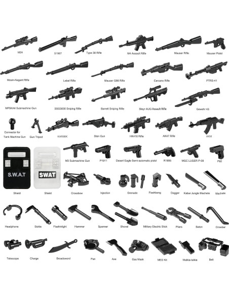 Conjunto de Accesorios Militares Pamvava - 280 Piezas para Figuras Conjunto de Accesorios Militares Pamvava - 280 Piezas para Figuras
