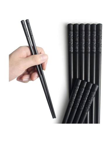 Palillos Reutilizables YFWOOD 23.9 cm Antideslizantes - Negro