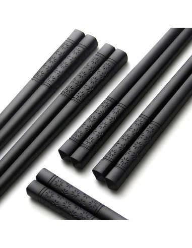 Palillos Reutilizables YFWOOD 23.9 cm Antideslizantes - Negro