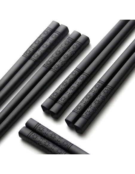 Palillos Reutilizables YFWOOD 23.9 cm Antideslizantes - Negro