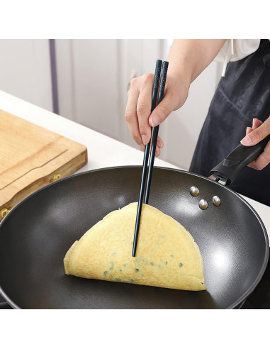 Palillos Reutilizables YFWOOD 23.9 cm Antideslizantes - Negro