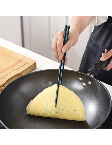 Palillos Reutilizables YFWOOD 23.9 cm Antideslizantes - Negro