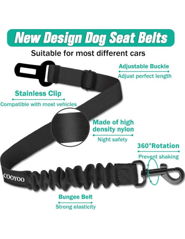 Cinturón de Seguridad para Perros COOYOO Ajustable Nylon