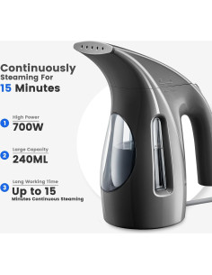 Vaporizador de Ropa HiLIFE 700W 240ml Portátil Negro 2