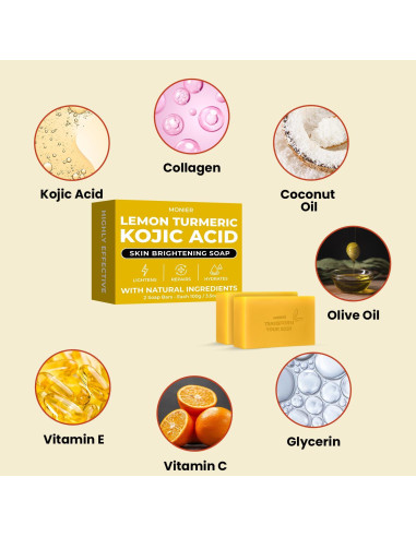 Jabón de Ácido Kójico MONIER con Limón y Cúrcuma - 2 Unidades