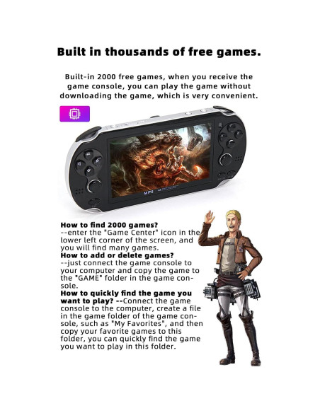 Consola de Juego Portátil CZT 4.3" LCD 8GB 2200 Juegos Retro