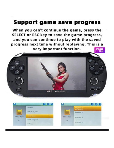Consola de Juego Portátil CZT 4.3" LCD 8GB 2200 Juegos Retro