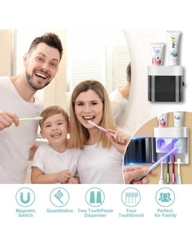 Soporte para Cepillos de Dientes GFWARE TH001 Negro con Dispensador Automático