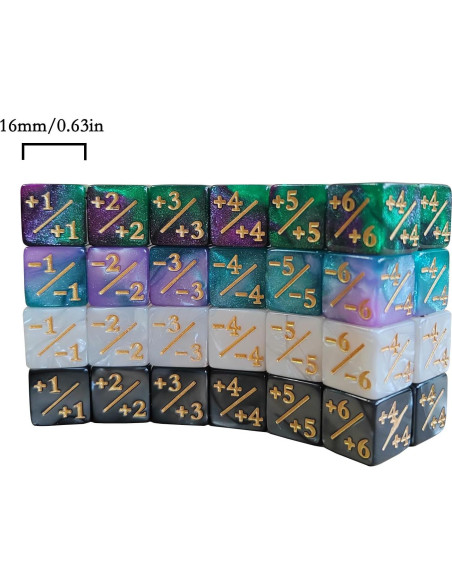 Juego de Dados de Contador 48 Piezas MTG 16mm Acrílico Juego de Dados de Contador 48 Piezas MTG 16mm Acrílico