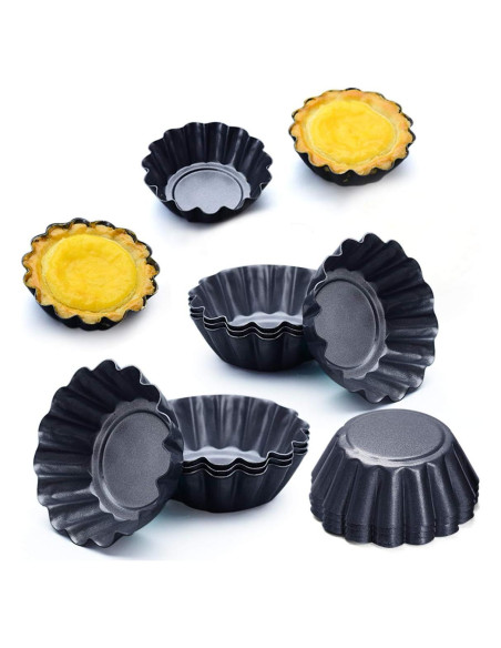 12 Moldes para Tartas de Huevo Amytalk 6.6cm Acero al Carbono