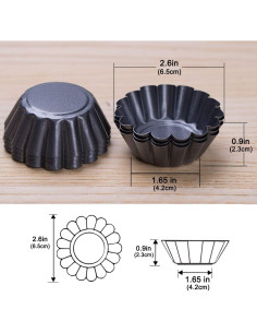 12 Moldes para Tartas de Huevo Amytalk 6.6cm Acero al Carbono 2