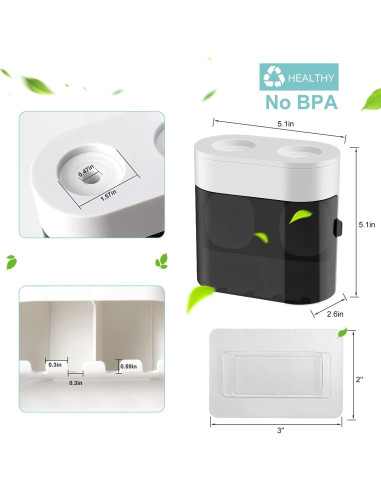 Soporte para Cepillos de Dientes GFWARE TH001 Negro con Dispensador Automático