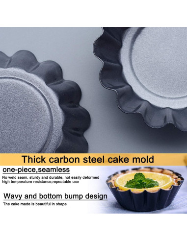 12 Moldes para Tartas de Huevo Amytalk 6.6cm Acero al Carbono