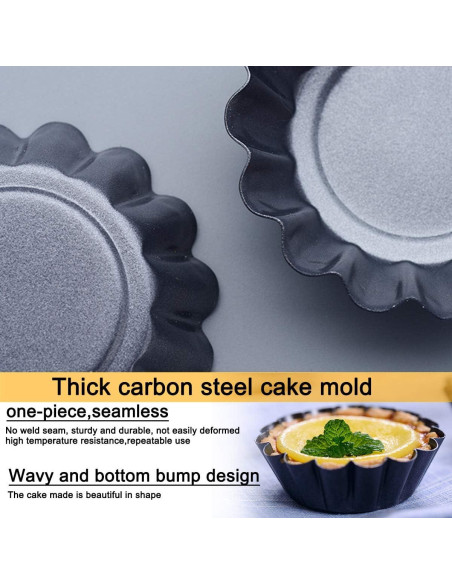 12 Moldes para Tartas de Huevo Amytalk 6.6cm Acero al Carbono