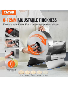 Cortadora de Verduras Eléctrica VEVOR 0-12mm Acero Inoxidable 2