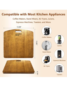 Bandeja Deslizante de Madera WifePro 33x36cm para Cafetera 2