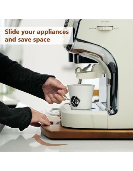 Bandeja Deslizante de Madera WifePro 33x36cm para Cafetera