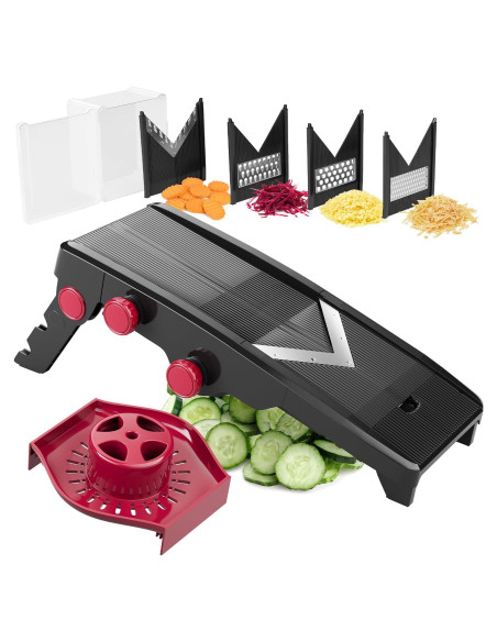 Cortador de Mandolina MuellerLiving Ajustable para Verduras y Queso - Negro