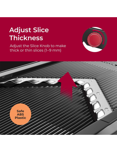 Cortador de Mandolina MuellerLiving Ajustable para Verduras y Queso - Negro