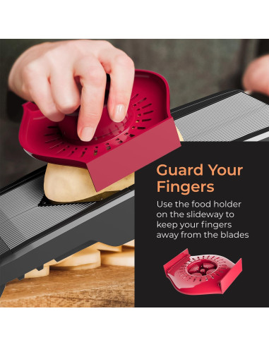 Cortador de Mandolina MuellerLiving Ajustable para Verduras y Queso - Negro