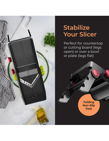 Cortador de Mandolina MuellerLiving Ajustable para Verduras y Queso - Negro