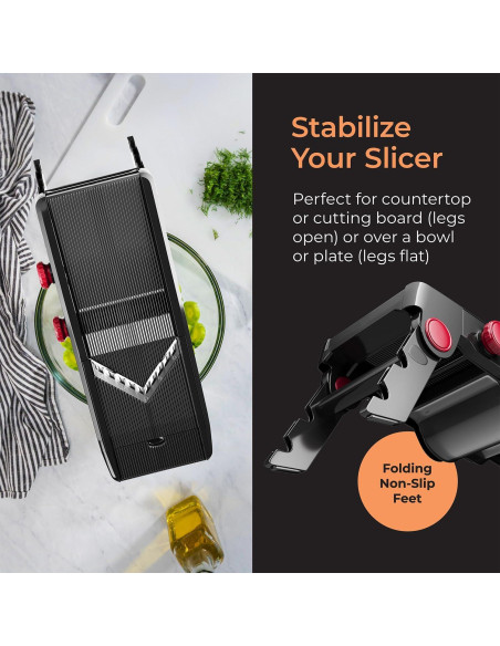 Cortador de Mandolina MuellerLiving Ajustable para Verduras y Queso - Negro