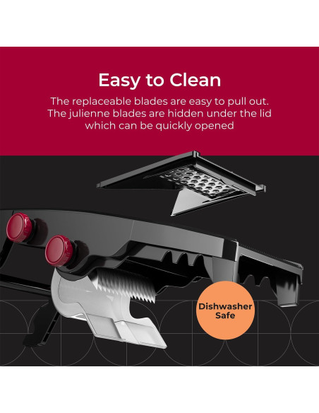 Cortador de Mandolina MuellerLiving Ajustable para Verduras y Queso - Negro