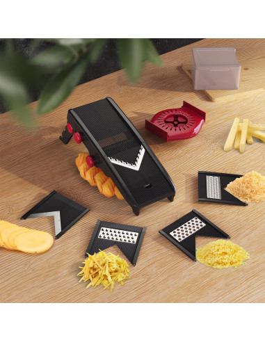 Cortador de Mandolina MuellerLiving Ajustable para Verduras y Queso - Negro