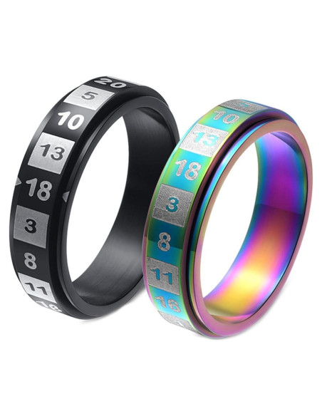 Anillo Fidget Antiestrés Mesnt 6MM Colorido y Negro Talla 6-11