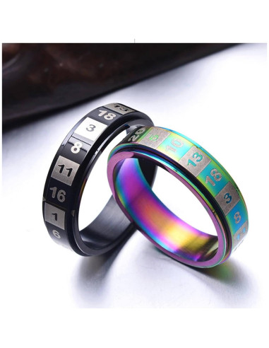 Anillo Fidget Antiestrés Mesnt 6MM Colorido y Negro Talla 6-11