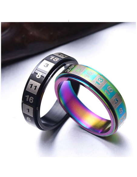 Anillo Fidget Antiestrés Mesnt 6MM Colorido y Negro Talla 6-11