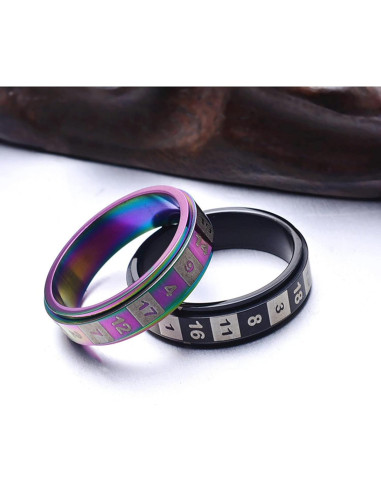 Anillo Fidget Antiestrés Mesnt 6MM Colorido y Negro Talla 6-11