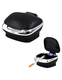 Cenicero de Coche Ignífugo con Tapa y Luz LED Povtii