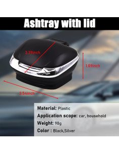 Cenicero de Coche Ignífugo con Tapa y Luz LED Povtii 2
